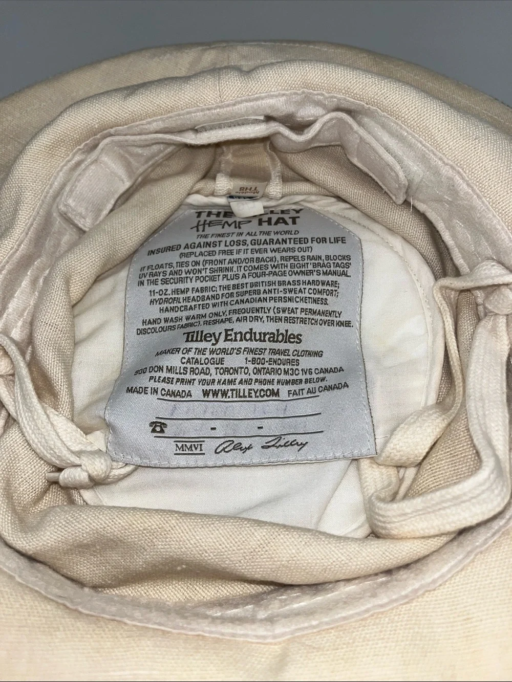 Tilley Hemp Beige Wide-Brim Sun Hat with Black Trim Model TH4